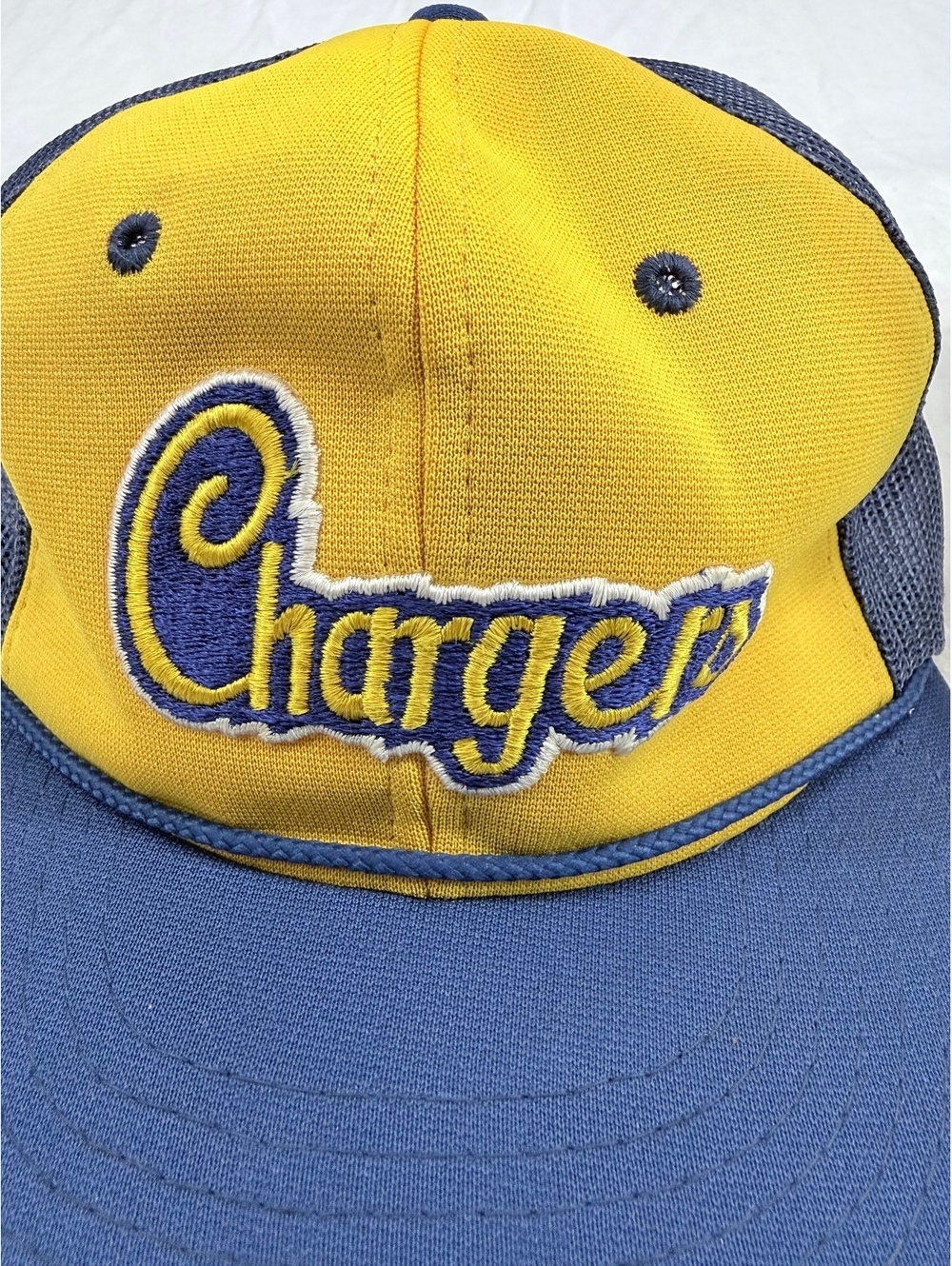 Vintage Chargers Snapback Mesh Hat Cap Yellow Blue